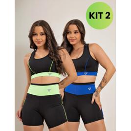 2 Conjunto Fitness Feminino Top E Short De Academia