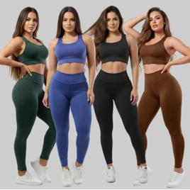 4 Conjuntos Calça Legging Fitness Roupas Feminina Academia