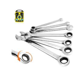 7 Peças Chave De Engrenagem Combinada Catracada Conjunto 8-19mm