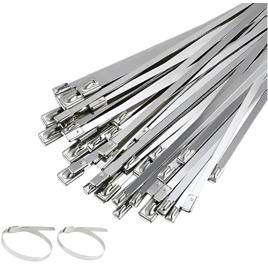 Abraçadeira de Aço Inox, Prateado, 15cm, Kit com 50 Unidades