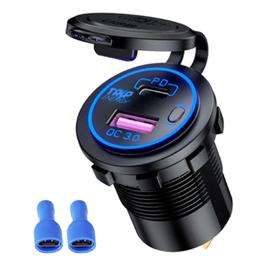 Acendedor Carregador Veicular Usb Caminhão Ônibus Carro Moto Cor Azul