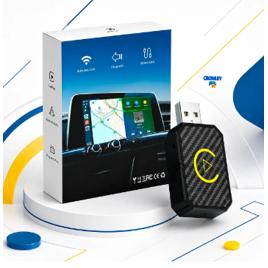 Adaptador Carplay Sem Fio Android Auto 2 Em 1 Usb Usb-c Wireless Plug play Automático Car play Smart Wireless AI Box Crowley