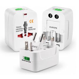 Adaptador de Tomada Universal Para Viagem Padrão Internacional Europa UK Asia EUA JP AU EU Europeu 3 Pinos - Bivolt