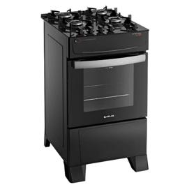 Atlas Fogão 4 Bocas Atenas Glass com Mesa de Vidro Temperado a Gás de Piso Preto Bivolt 50 Litros