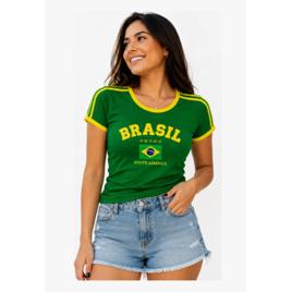 Baby Look Brasil Verde Feminina Manga Curta M G