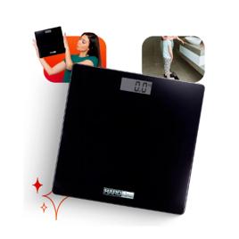 Balança Digital De Vidro Preta Pesa Até 180kg Inteligente Banheiro Portatil Alta Precisão Corporal - Marca Hardline