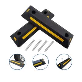 Bate Rodas Limitador De Vagas 2 Und Borracha Garagem 55cm Preto Amarelo Refletivo