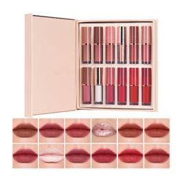Batom Lip Liner Conjunto Batom liquido | Conjunto de Lápis para Lábios Matte 12 Cores