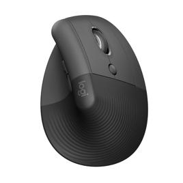 Mouse Sem Fio Logitech Lift Vertical com Design Ergonômico para Redução de Tensão Muscular, Cliques Silenciosos, Conexão Bluetooth ou USB - Grafite
