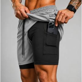 Bermuda Short Masculino 2 Em 1 Compressão Short Dry Fit Academia