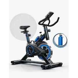 Bicicleta Ergométrica Fitness Para Cardio E Musculação Com Base Cor Preto E Azul 6kg Inercia Marca Sevenfit