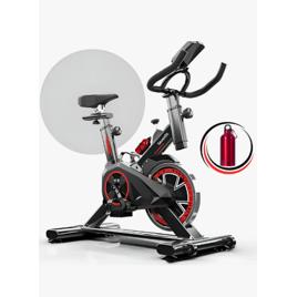 Bicicleta Ergométrica Fitness Para Cardio E Musculação Com Base Cor Preto E Vermelho 6kg Inercia