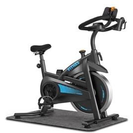 Bicicleta Ergométrica Spinning Profissional Wizo - Inércia 12kg, Suporta 150kg, Silenciosa, Ajustável para Altura 1.50m a 2m + Tapete de Proteção Incluso Bike Ergometrica para Apartamento