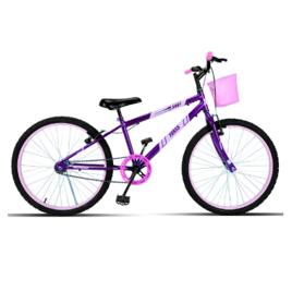 Bicicleta Passeio Infantil Aro 24 Forss Anny Violeta com Cestinha