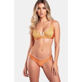 Biquíni Areia Branca Praya Meia Taça Bicolor Laranja