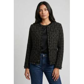 Blazer Feminino Facinelli Tweed Fios Dourados Preto