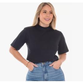Blusa Feminina Camiseta Gola Alta T-shirt Algodão