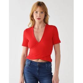 Blusa Feminina Colcci Cropped Transpassada Vermelha