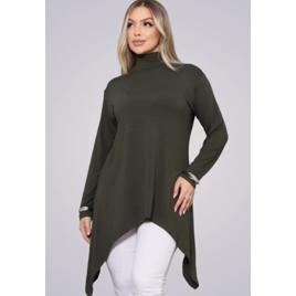 Blusa Feminina Manga Longa Frio Blusinha Ponta Gola Alta