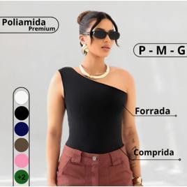 Blusinha Feminina Um Ombro Só Forrada Poliamida Premium