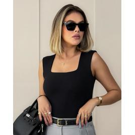 Blusa Regata Feminino Decote Quadrado Alça Grossa Casual