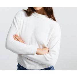 Blusa Slim em Tricô Chenille com Gola Redonda Branco