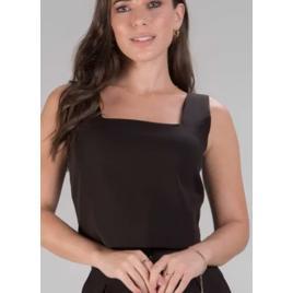 Blusa Traymon Cropped Alfaiataria Preto