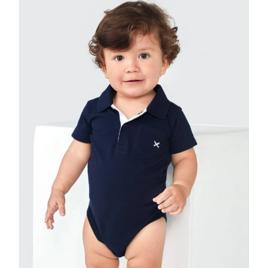 body polo bebê menino com bolsinho - azul
