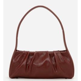 Bolsa Baguete em PU com Textura Croco Vermelho Escuro