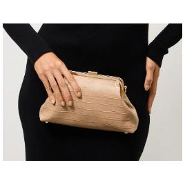Bolsa Clutch Pequena em PU com Alça Removível Bege