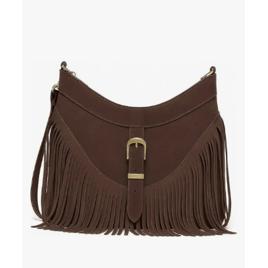 Bolsa De Franja Feminina Camurça Inverno Casual Transversal Cor Marrom Desenho do tecido Lisa