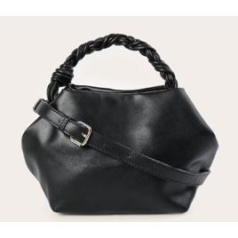 Bolsa de mão feminina P tote com alça trançada - Preto