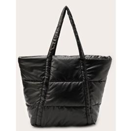 Bolsa feminina tote puffer com alças - Preto | Body Work