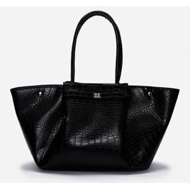 Bolsa shopper estruturada croco preta