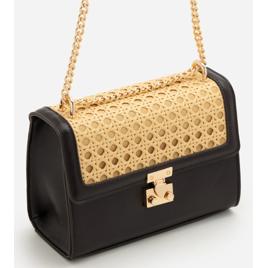 Bolsa Shoulder Média com Alça de Corrente Marrom
