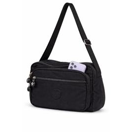 Bolsa Transversal Feminina Impermeável com Múltiplos Bolsos e Alça Ajustável, Bolsa em Poliéster Resistente para Trabalho, Faculdade, Viagem e Dia a Dia (Preto)