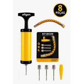 Bomba De Ar Manual De Encher Bolas Inflável Pneu Boia + Kit Bicos Reservas Em Inox