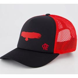 Boné Adidas Flamengo CRF Trucker Preto e Vermelho