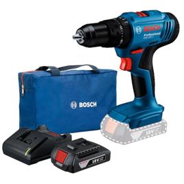 Bosch Furadeira e Parafusadeira de Impacto a Bateria GSB 183-LI 18V, 60Nm, Mandril Metálico, 1 Bateria 2,0Ah, Carregador e Bolsa