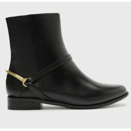 Bota Arezzo Couro Preto Cano Curto