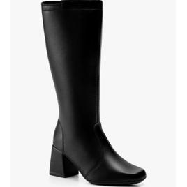 Bota Feminina Lumiss Salto Alto Cano Alto Bico Quadrado