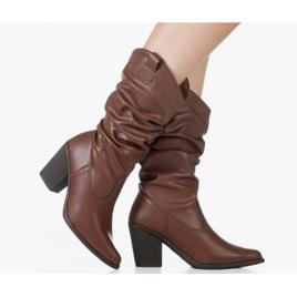 Bota Feminina Slouch Western Enrugado Bico Fino Country