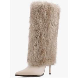 Botas de cano alto de pele bico fino stiletto QIV