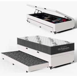 Box Baú Solteiro com colchão D33 Ortobom Airtech 100 + auxiliar