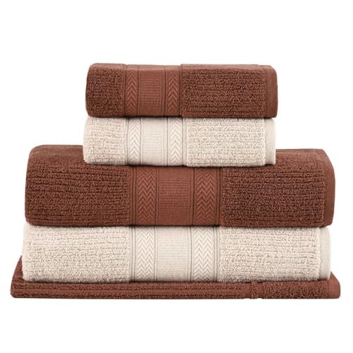Buddemeyer Jogo de Toalhas Melissa Extra Soft Banho Bege/Marrom 5 pçs
