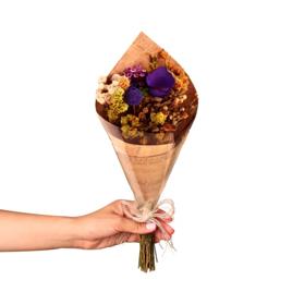 Buquê Partitura de Flores Secas Roxo