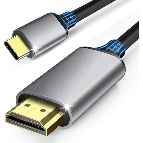 Cabo Adaptador USB-C para HDMI 4K 30Hz 1 Metro - Áudio e Vídeo Ultra HD, Thunderbolt 3, Conector Reforçado, Plug & Play, MacBook, iPad Pro, Dell XPS, TV, Monitor