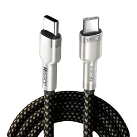 Cabo Carregador Celular Usb C Tipo C 2 Metros 100w Turbo Pro Prateado