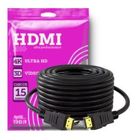 Cabo Hdmi 15m Metros Preto Premium 4k Blindado Gold 3d Full