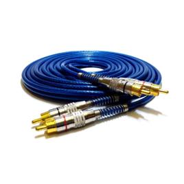 Cabo RCA Blindado 5m Azul SVART TECH Para Som Automotivo